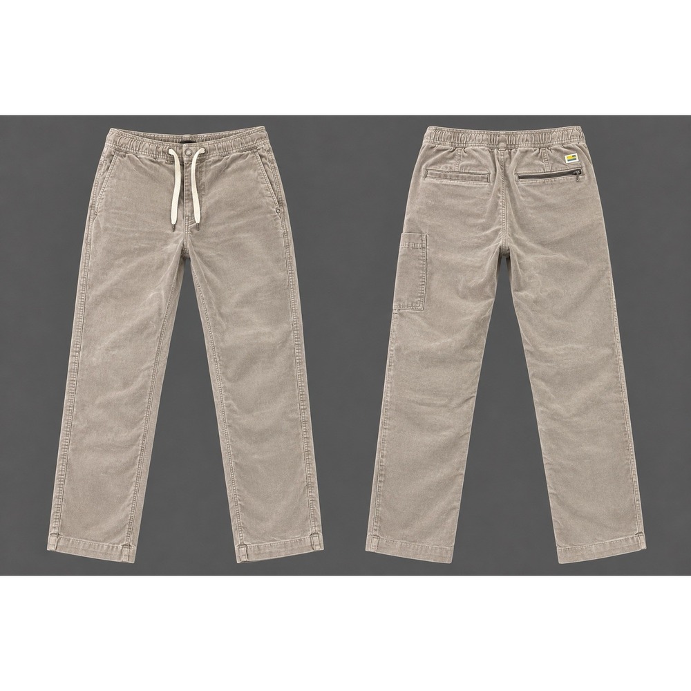 Vuori Optimist Corduroy Pants Mens LARGE Brown Stretch Drawstring Casual V440